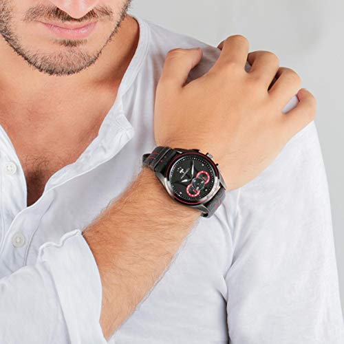 Maserati Traguardo Chronograph Black Dial Black Leather Strap Watch for Men - R8871612023 Buy Now By Maserati