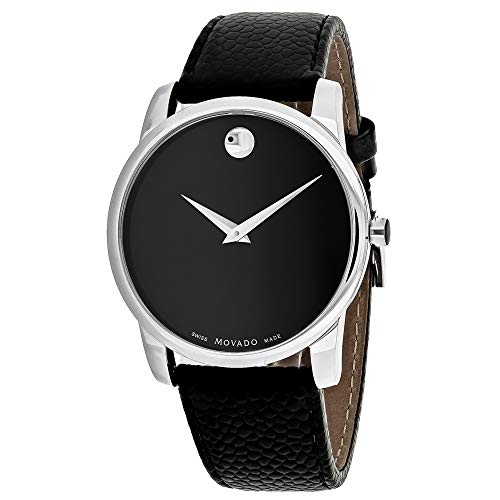 Movado Museum Black Dial Black Leather Strap Watch For Men - 607012 Buy Now By Movado