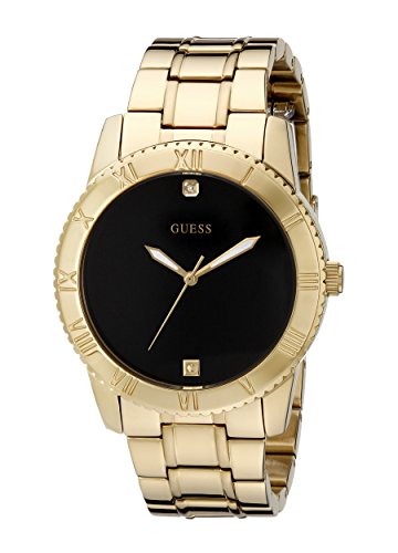 Guess Classic Diamonds Black Dial Gold Steel Strap Watch for Men - W0416G2 Buy Now By Guess