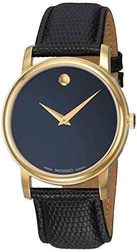 Movado Museum Black Dial Black Leather Strap Watch For Men - 2100005 Buy Now By Movado