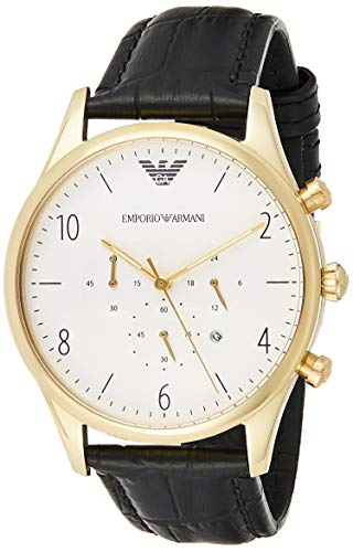 Emporio Armani Classic Chronograph White Dial Black Leather Strap Watch For Men - AR1892 Buy Now By Emporio Armani