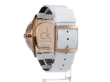 Calvin Klein Accent Silver Dial White Leather Strap Watch for Women - K2Y216K6 Buy Now By Calvin Klein