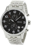 Hugo Boss Aeroliner Chronograph Quartz Black Dial Silver Steel Strap Watch For Men - HB1512446 Buy Now By Hugo Boss