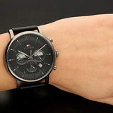 Tommy Hilfiger Evan Black Dial Black Leather Strap Watch for Men - 1710395 Buy Now By Tommy Hilfiger