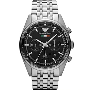 Emporio Armani Team Italia Chronograph Black Dial Silver Steel Strap Watch For Men - AR5983 Buy Now By Emporio Armani