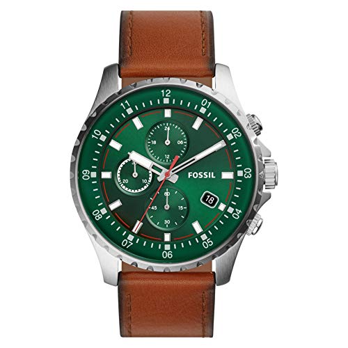 Fossil Dillinger Luggage Chronograph Green Dial Brown Leather Strap Watch for Men - FS5734 Buy Now By Fossil