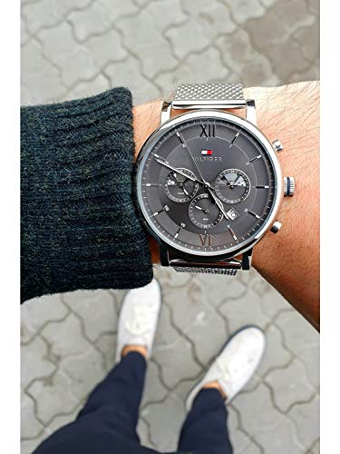 Tommy Hilfiger Evan Grey Dial Silver Mesh Bracelet Watch for Men - 1710396 Buy Now By Tommy Hilfiger