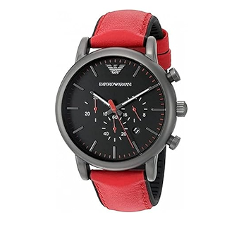 Emporio Armani Luigi Chronograph Black Dial Red Leather Strap Watch For Men - AR1971 Buy Now By Emporio Armani