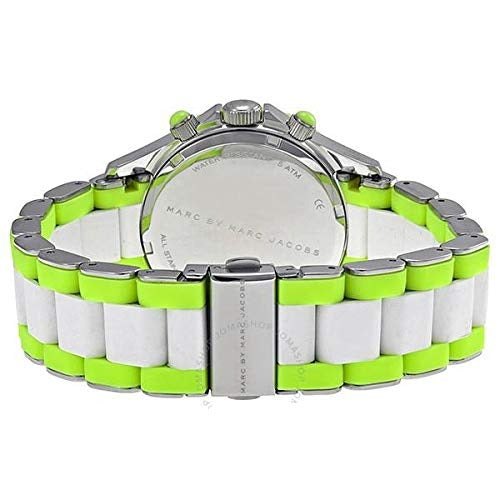 Marc Jacobs Rock Chronograph White Dial White & Green Silicone Strap Watch for Women - MBM2592 Buy Now By Marc Jacobs