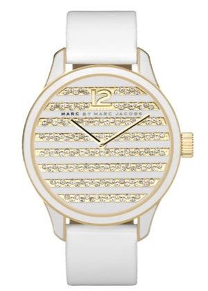 Marc Jacobs Lidia Stripe White Dial White Leather Strap Watch for Women - MBM1164 Buy Now By Marc Jacobs