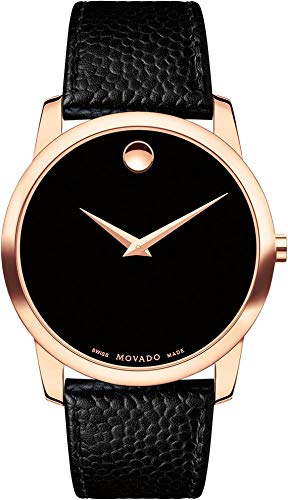 Movado Museum Classic Black Dial Black Leather Strap Watch For Men - 607060 Buy Now By Movado