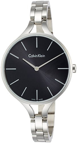 Calvin Klein Graphic Black Dial Silver Steel Strap Watch for Women - K7E23141 Buy Now By Calvin Klein