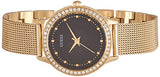Guess Chelsea Crystals Black Dial Gold Mesh Bracelet Watch For Women - W0647L8 Buy Now By Guess