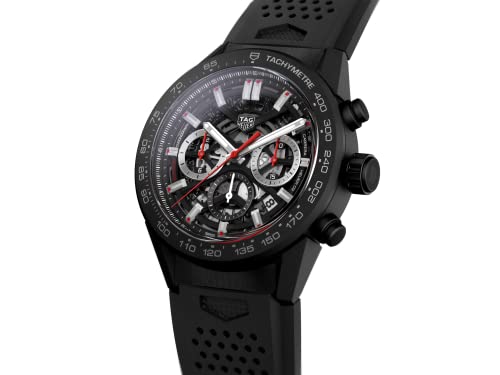 Tag Heuer Carrera Automatic Chronograph Black Dial Black Rubber Strap Watch for Men - CBG2A90.FT6173 Buy Now By Tag Heuer