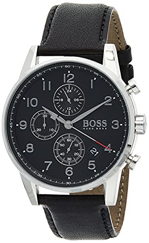 Hugo Boss Navigator Black Dial Black Leather Strap Watch for Men - 1513678 Buy Now By Hugo Boss