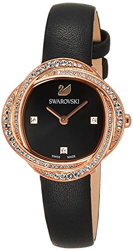 Swarovski Crystal Flower Black Dial Black Leather Strap Watch for Women - 5552421 Buy Now By Swarovski