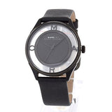 Marc Jacobs Tether Transparent Black Dial Black Leather Strap Watch for Women - MBM1379 Buy Now By Marc Jacobs