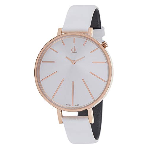 Calvin Klein Equal Silver Dial White Leather Strap Watch for Women - K3E236L6 Buy Now By Calvin Klein