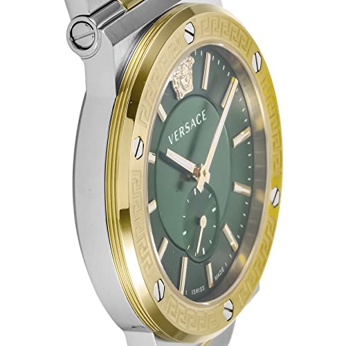 Versace Greca Green Dial Silver Steel Strap Watch for Men - VEVI00420 Buy Now By Versace