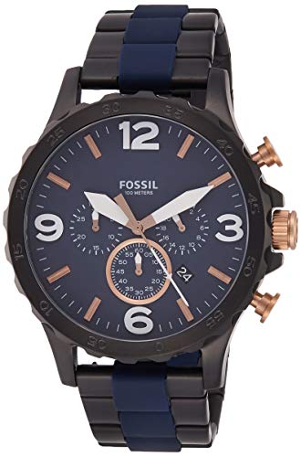 Fossil Nate Chronograph Blue Dial Two Tone Steel Strap Watch for Men - JR1494 Buy Now By Fossil
