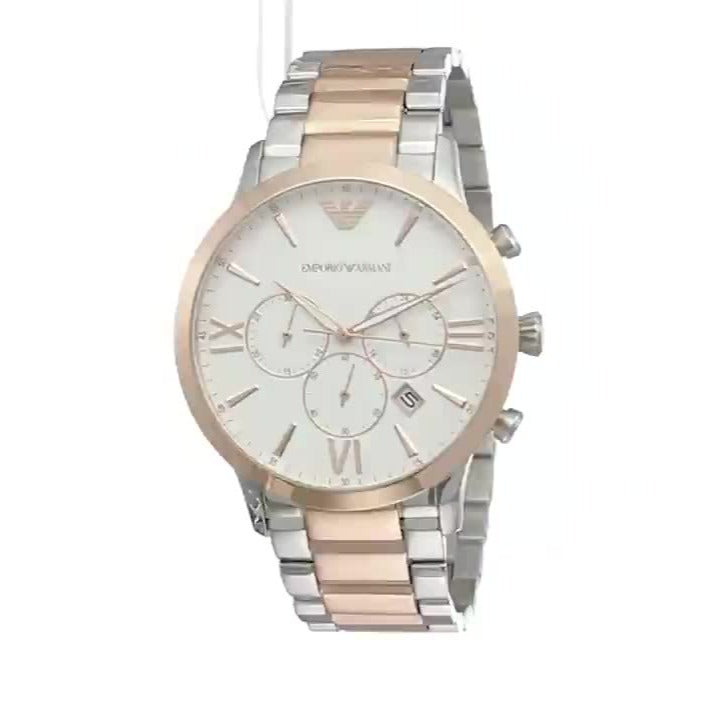 Emporio Armani Giovanni Chronograph Quartz White Dial Two Tone Steel Strap Watch For Men - AR11209 Buy Now By Emporio Armani