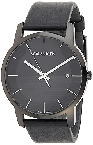 Calvin Klein City Quartz Black Dial Black Leather Strap Watch for Men - K2G2G4C1 Buy Now By Calvin Klein