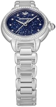 Emporio Armani Mia Three Hand Crystals Blue Dial Silver Steel Strap Watch For Women - AR11630 Buy Now By Emporio Armani