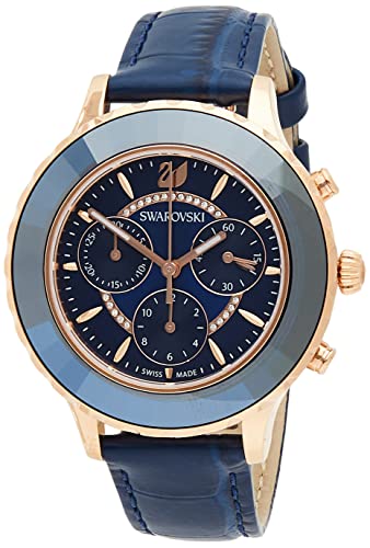 Swarovski Octea Lux Chrono Blue Dial Blue Leather Strap Watch for Women - 5563480 Buy Now By Swarovski