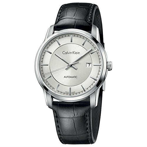Calvin Klein Infinity Silver Dial Black Leather Strap Watch for Men - K5S341C6 Buy Now By Calvin Klein