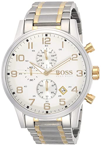 Hugo Boss Areoliner Chronograph White Dial Two Tone Steel Strap Watch for Men - 1513236 Buy Now By Hugo Boss
