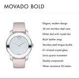 Movado Bold Glitter Silver Dial Pink Leather Strap Watch For Women - 3600522 Buy Now By Movado