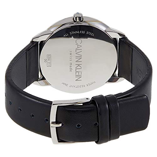 Calvin Klein Minimal Silver Dial Black Leather Strap Watch for Men - K3M221CY Buy Now By Calvin Klein