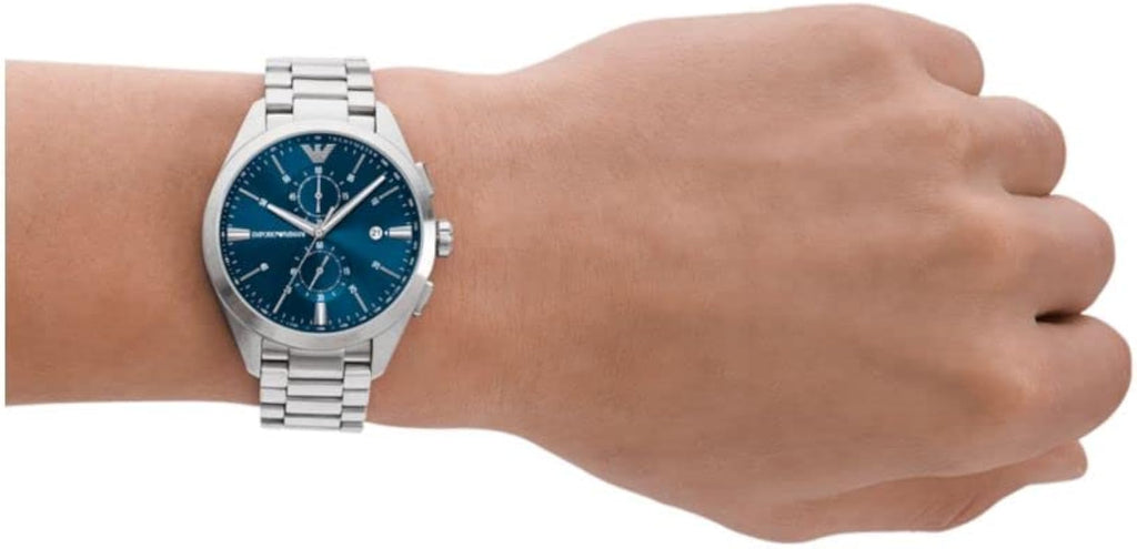 Emporio Armani Claudio Chronograph Blue Dial Silver Steel Strap Watch For Men - AR11541 Buy Now By Emporio Armani