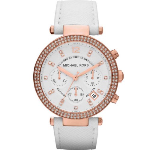 Michael Kors Parker White Diamonds Dial White Leather Strap Watch for Women - MK2281 Buy Now By Michael Kors