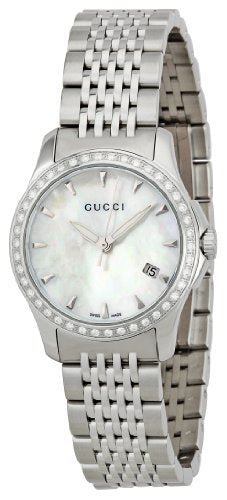 Gucci G Timeless Diamonds Mother of Pearl Dial Silver Steel Strap Watch For Women - YA126506 Buy Now By Gucci