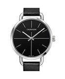 Calvin Klein Even Black Dial Black Leather Strap Watch for Women - K7B231CZ Buy Now By Calvin Klein