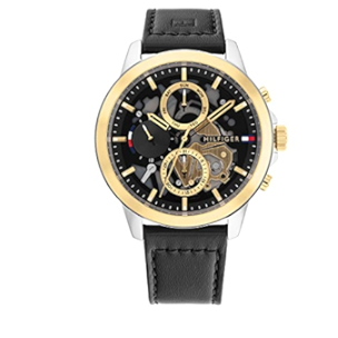 Tommy Hilfiger Henry Chronograph Black Dial Black Leather Strap Watch For Men - 1710474 Buy Now By Tommy Hilfiger