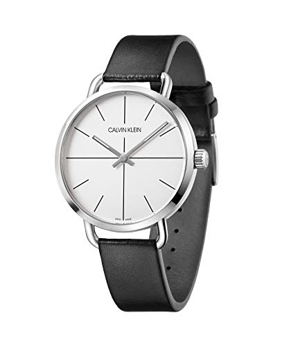 Calvin Klein Even Silver Dial Black Leather Strap Watch for Men - K7B211CY Buy Now By Calvin Klein