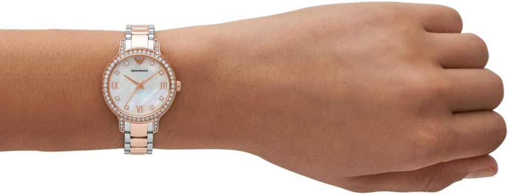 Emporio Armani Cleo Mother of Pearl Dial Two Tone Steel Strap Watch For Women - AR11499 Buy Now By Emporio Armani