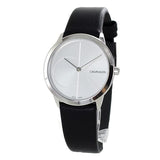 Calvin Klein Minimal Silver Dial Black Leather Strap Watch for Men - K3M221CY Buy Now By Calvin Klein