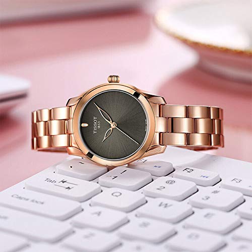 Tissot T Wave Anthracite Dial Rose Gold Steel Strap Watch For Women - T112.210.33.061.00 Buy Now By Tissot