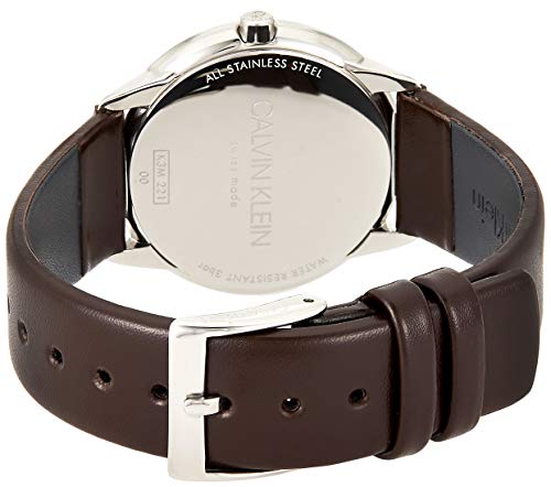 Calvin Klein Minimal Silver Dial Brown Leather Strap Watch for Men - K3M221G6 Buy Now By Calvin Klein