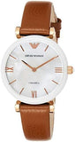 Emporio Armani Gianni T Bar Quartz Mother of Pearl White Dial Brown Leather Strap Watch For Women - AR11040 Buy Now By Emporio Armani