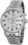 Hugo Boss Aeroliner Chronograph Quartz White Dial Silver Steel Strap Watch For Men - HB1512445 Buy Now By Hugo Boss