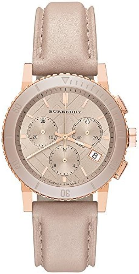 Burberry The City Chronograph Rose Gold Dial Beige Leather Strap Watch For Women - BU9702 Buy Now By Burberry