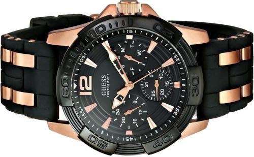 Guess Oasis Black Dial Two Tone Steel Strap Watch for Men - W0366G3 Buy Now By Guess