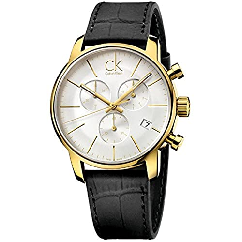 Calvin Klein City Chronograph Silver Dial Black Leather Strap Watch for Men - K2G275C6 Buy Now By Calvin Klein