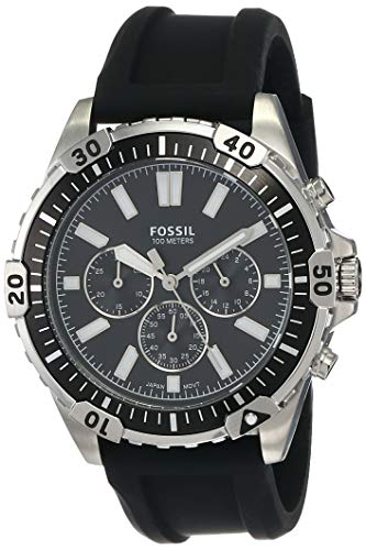 Fossil Garrett Chronograph Black Dial Black Rubber Strap Watch for Men - FS5624 Buy Now By Fossil