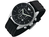 Emporio Armani Sportivo Chronograph Black Dial Black Rubber Strap Watch For Men - AR0527 Buy Now By Emporio Armani