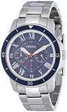 Fossil Grant Sport Chronograph Blue Dial Silver Steel Strap Watch for Men - FS5238 Buy Now By Fossil
